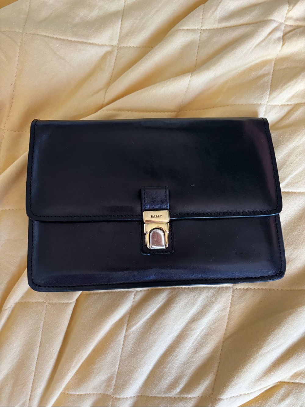 Vintage Bally Press Lock Clutch/Wristlet in Black